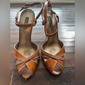 Dolce & Gabbana Brown Leather Strappy Heels EU 39 Made in Italy